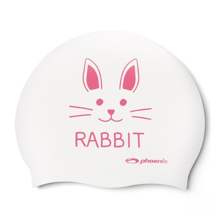 PHOENIX キッズ Animal Friends Rabbit シリコン スイムキャップ ホワイト [PCS-03 Animal (WhiteRabbit) 水泳帽] 상품컷
