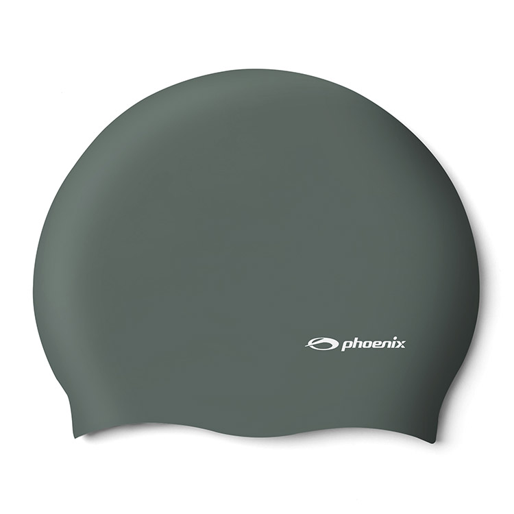 PHOENIX Solid Logo シリコン スイムキャップ グレー [PCS-02 Soild (Gray) 水泳帽]