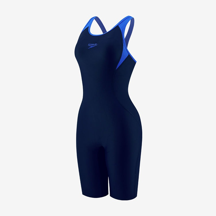 SPEEDO レディース Racerバックハーフスーツ水着 スリーブレス ネイビー ブルー アジアフィット [8-1295615334 トレーニング水着]