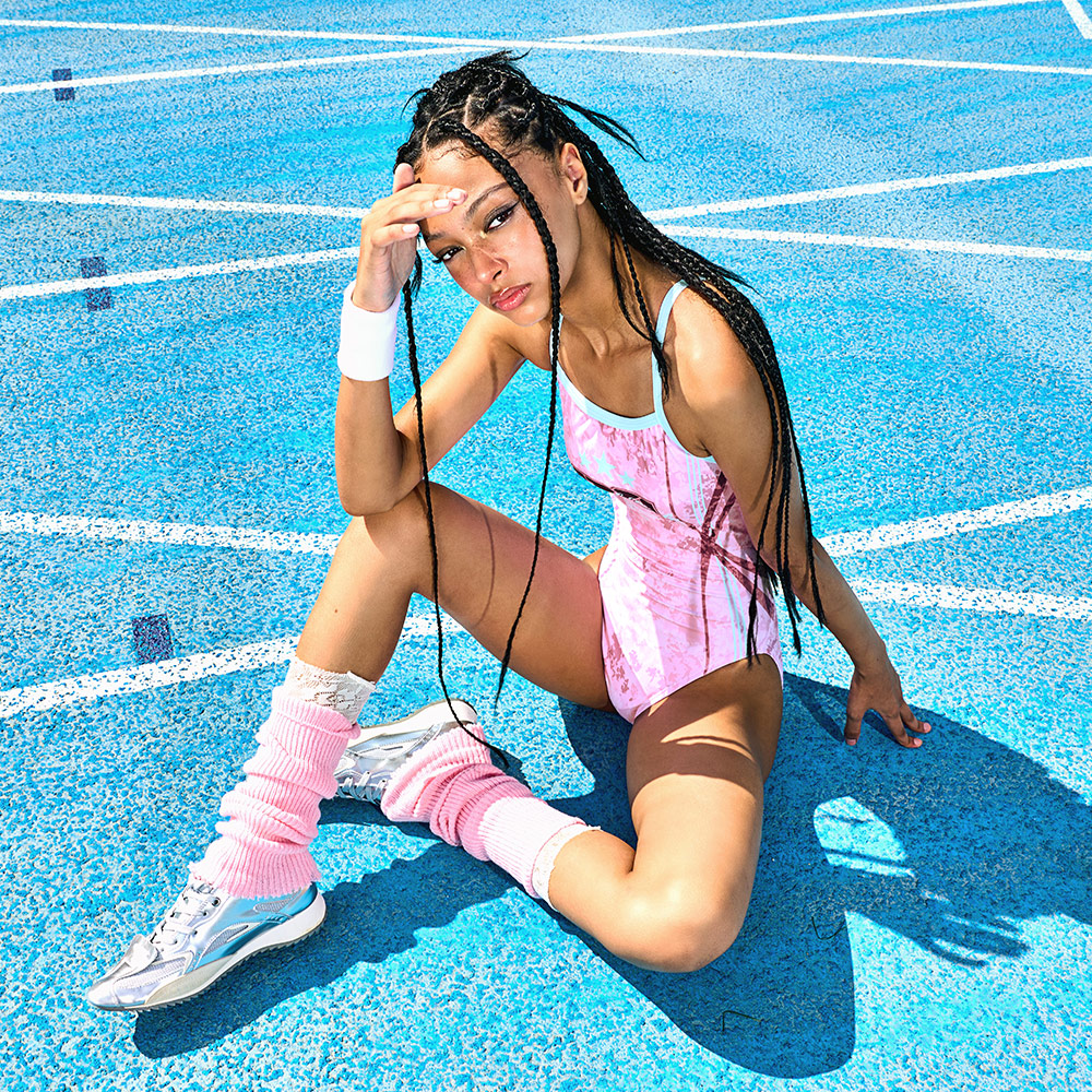 KITSCH PITCH Side Kick Camo V-Back Swimsuit Purple Pink [KF4LST002 Women's] 디테일