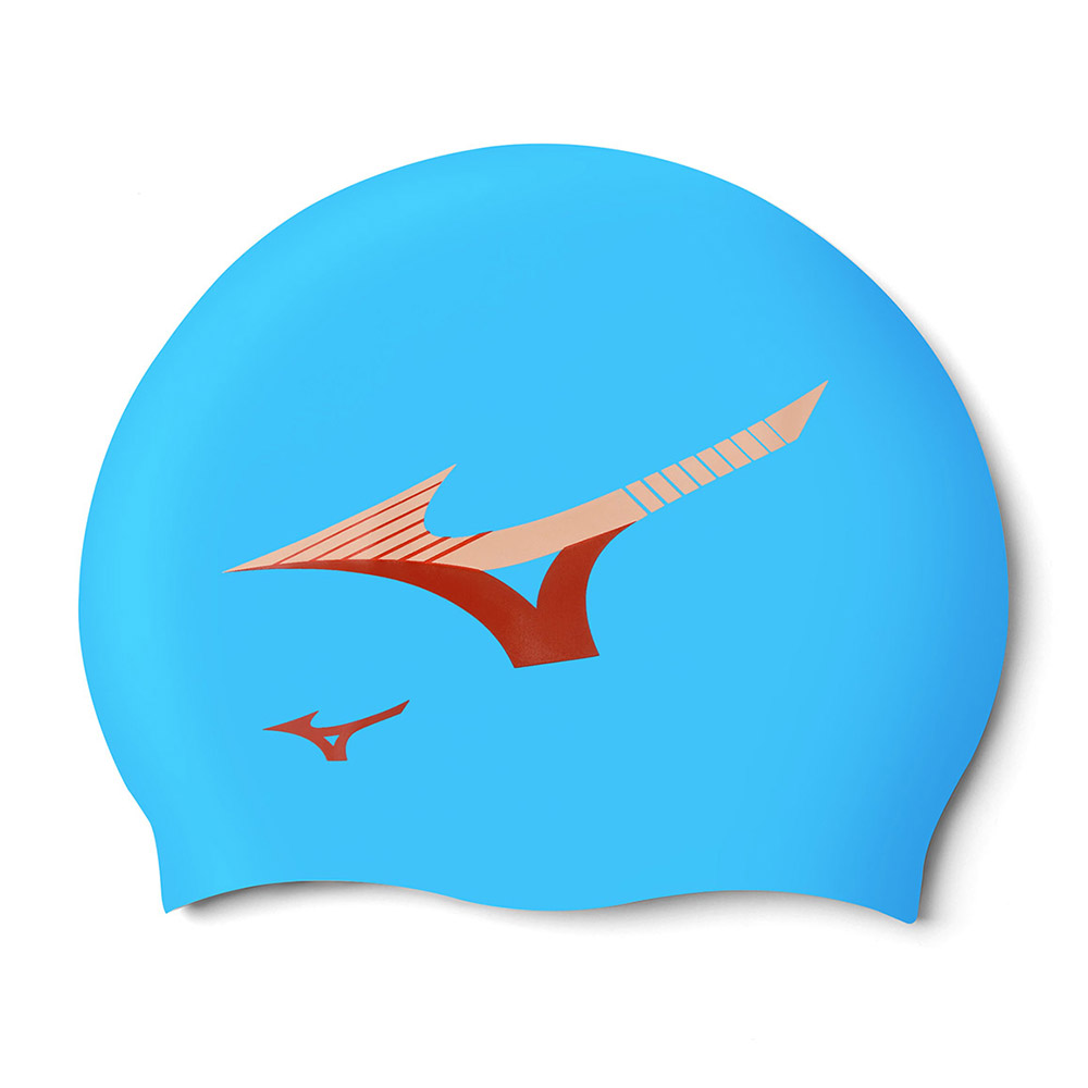 MIZUNO Two-Tone logo Silicone Swim Cap Turquoise [N2JWD04024] 상품컷