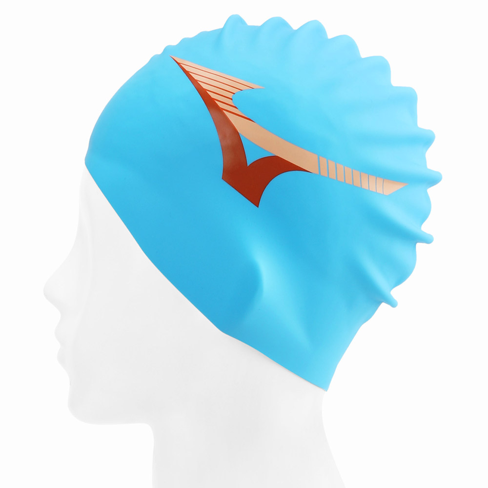 MIZUNO Two-Tone logo Silicone Swim Cap Turquoise [N2JWD04024] 디테일