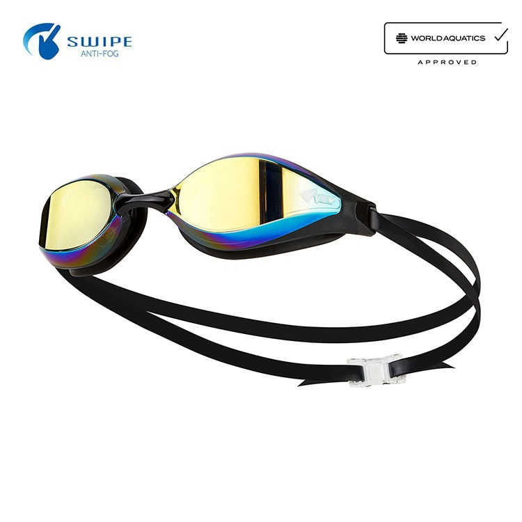 VIEW Aile Flexible Fit Swipe Antifog Mirrored Goggles Smoke Gold [V240ASAM (SKGO)World Aquatics Approved]