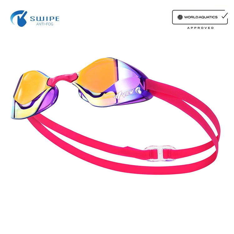 VIEW BladeF Swipe Antifog Mirrored Non-Cushioned Goggles Purple [V122SAM (VOORM) World Aquatics Approved] 상품컷
