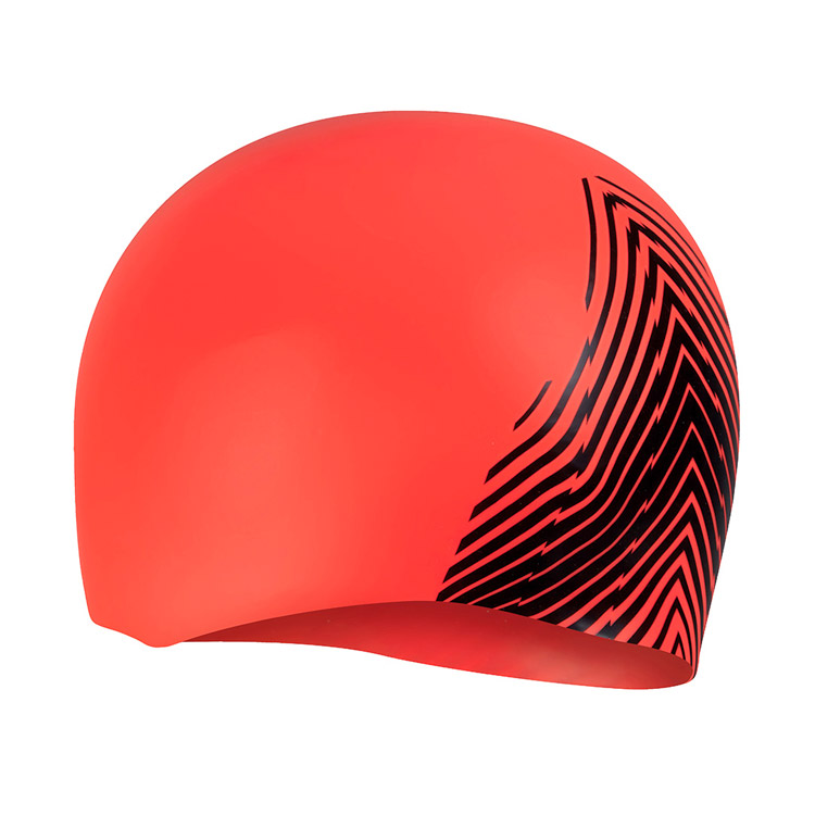 SPEEDO Fastskin Racing Silicone Swim Cap Red Black [8-0821617611 FINA Approved] 디테일