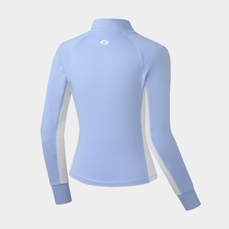 SENTI Women's Summer Club Cassical Standard Fit Zip-up Rash Guard Swimsuit Lavender White [SAR-ARW41 (LVWH) Beachwear ] 디테일
