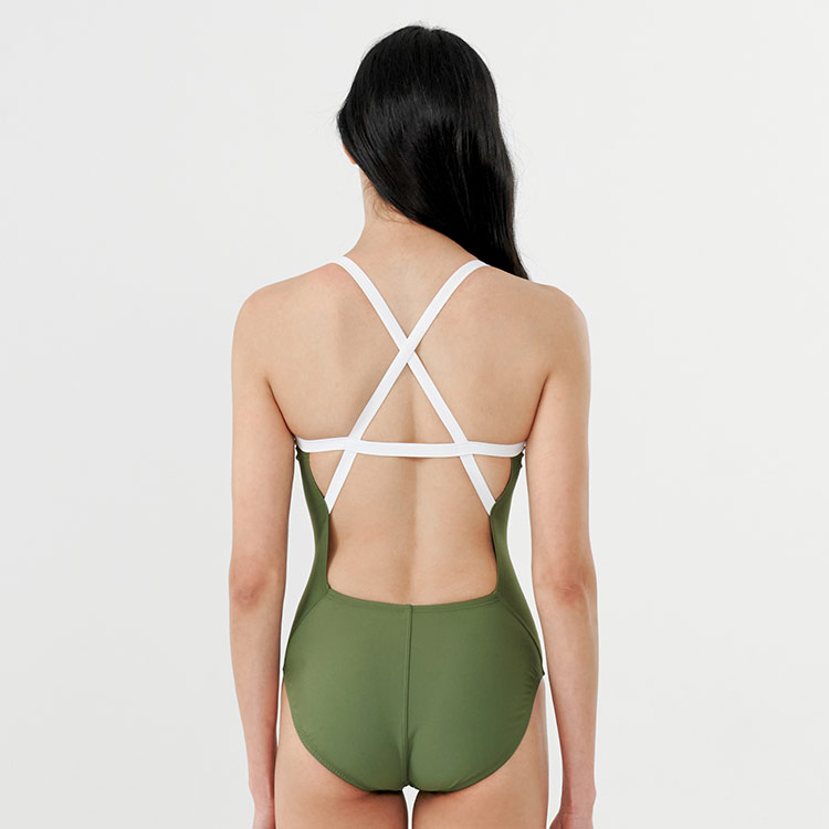 SWAVE Women's Serenity Cross A-Back Swimsuit Moss Green [SF1LST005] 디테일
