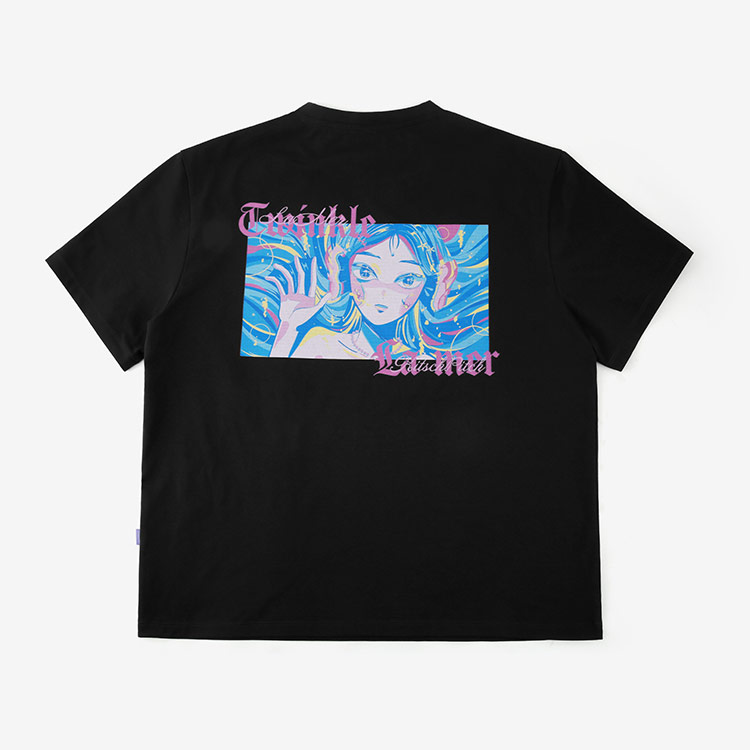 KITSCH PITCH Siren Semi Overfit T-Shirt Black [KF2LTS004 Women's Beachwear ] 디테일