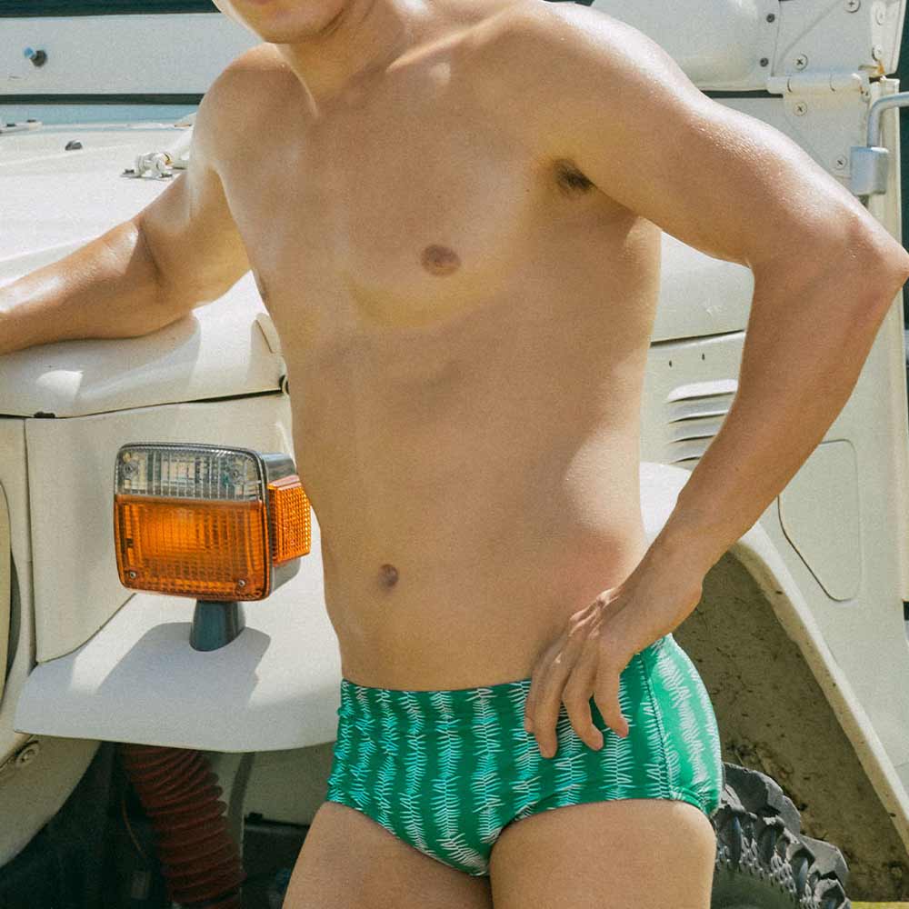 SENTI Sylba Semi Short Square Leg Swimsuit Green [MSP-25422 Men's] 디테일