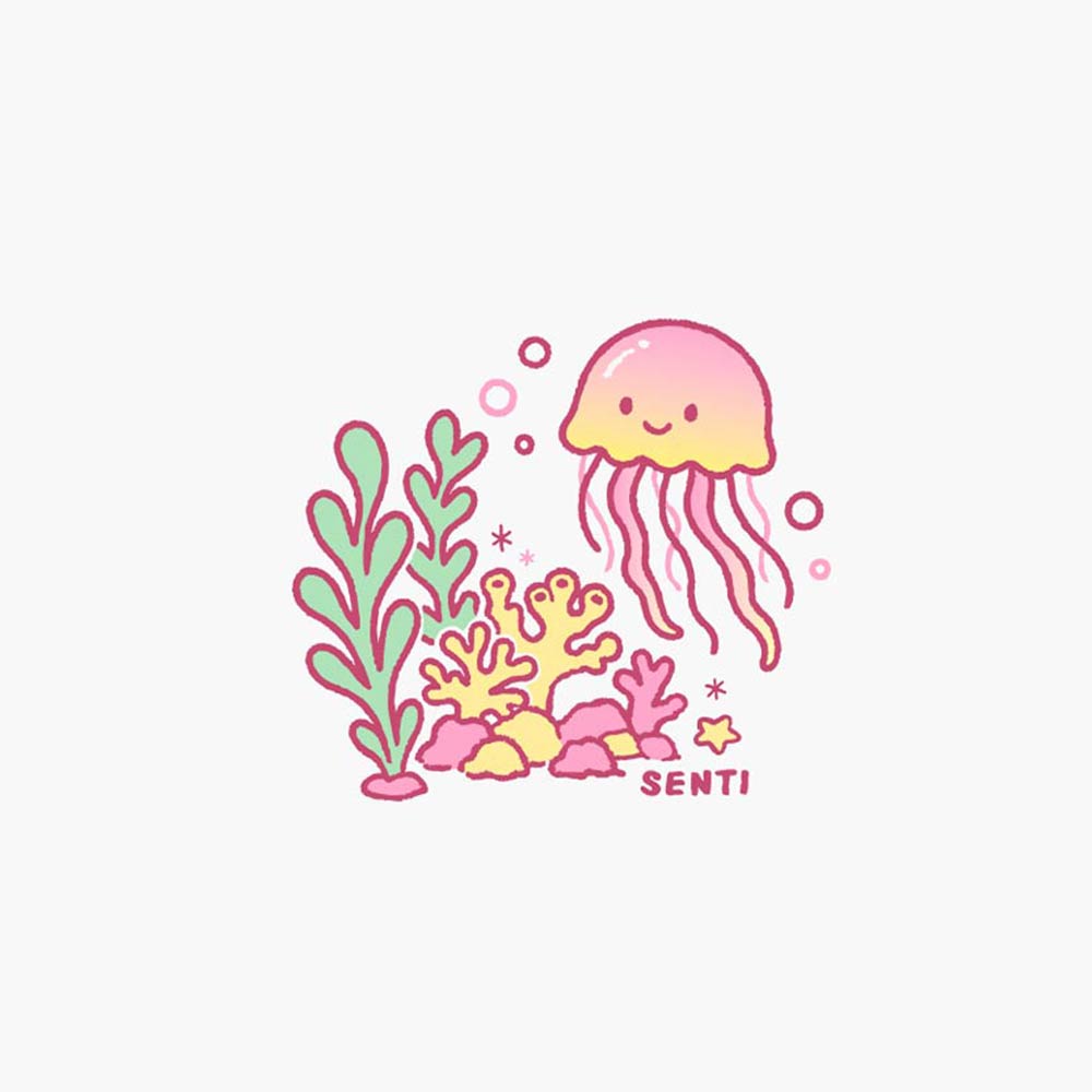 SENTI Jellyfish Silicone Swim Cap Pink [SC-2527] 디테일