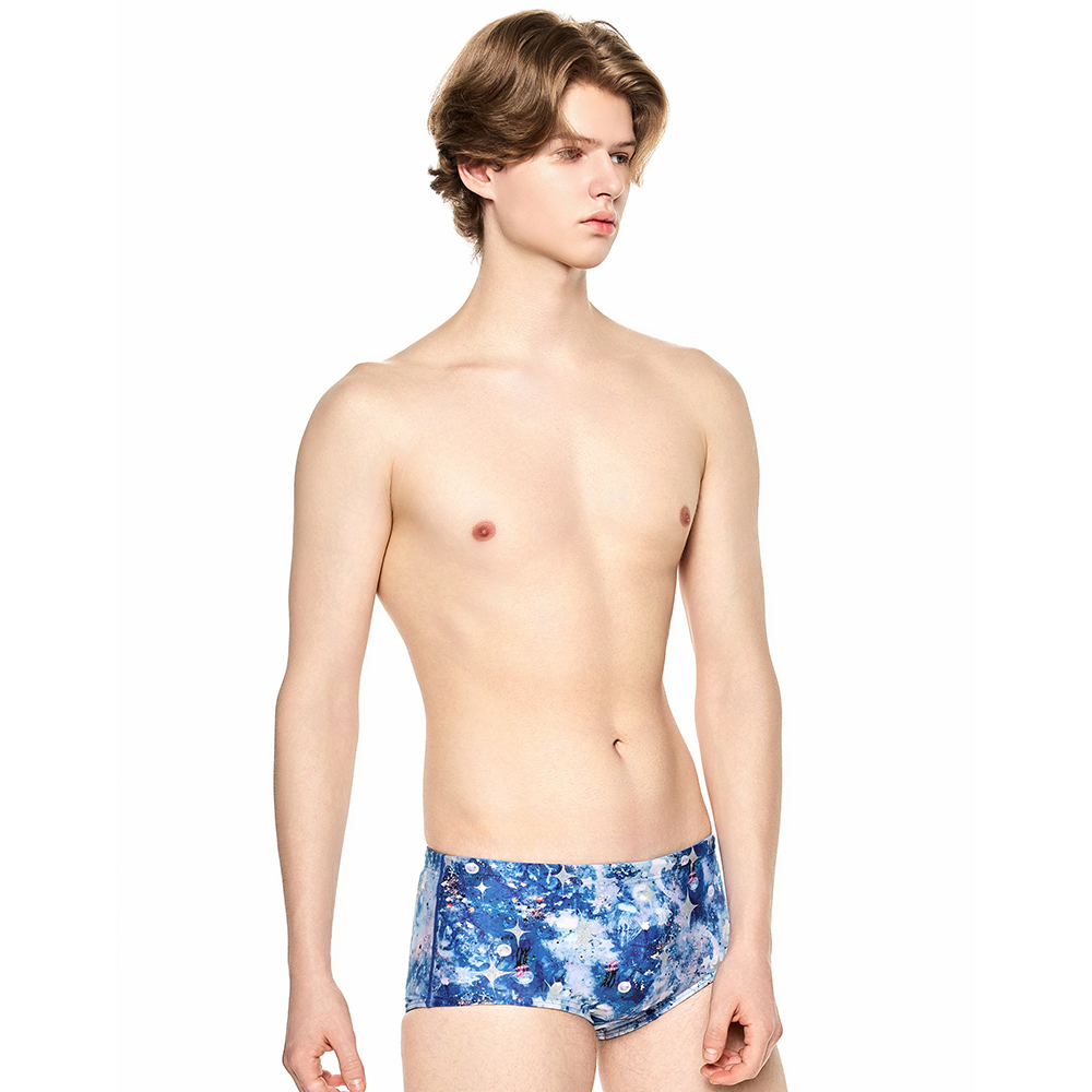 HOOG Emboss Slimfit Short Square Leg Swimsuit Ocean Blue [MFT992 Men's] 디테일