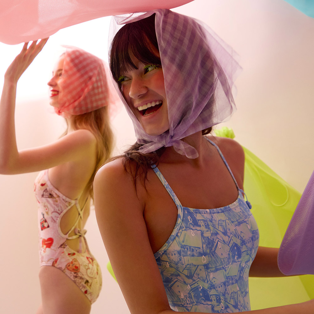 HOOG Emboss Low Double Strap X-Back Swimsuit Mint Drop [WRT2548 Women's ] 디테일