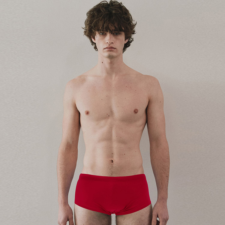 LEMANGO Demian Short Square Leg Swimsuit Crimson Red [LSMBR16374541 Men's] 상품컷