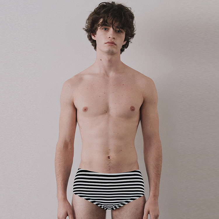 LEMANGO Demian Short Square Leg Swimsuit Crow Stripe [LSMBR16374539 Men's]