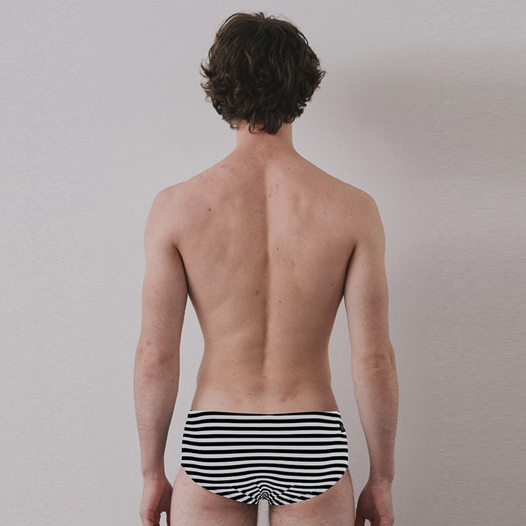LEMANGO Demian Short Square Leg Swimsuit Crow Stripe [LSMBR16374539 Men's] 디테일