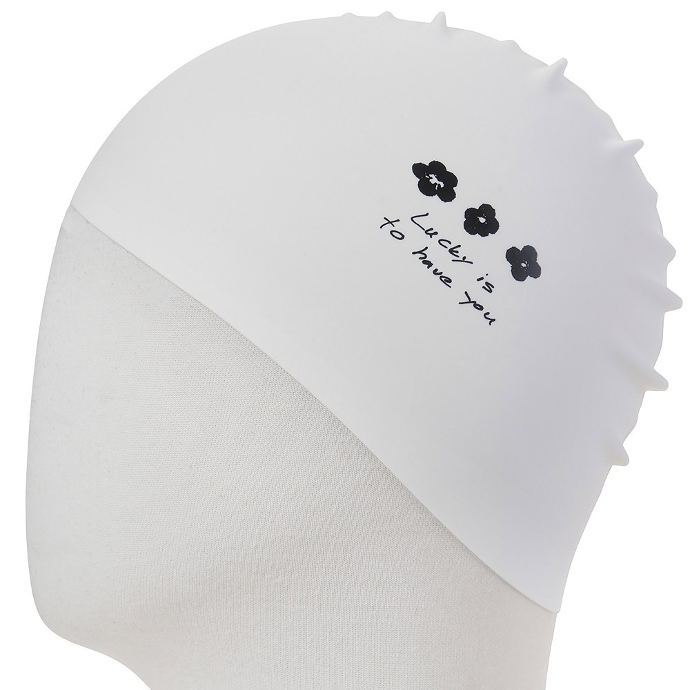HOOG Emboss Mini Flower シリコン スイムキャップ ホワイトブラック [SSC740 水泳帽] 디테일