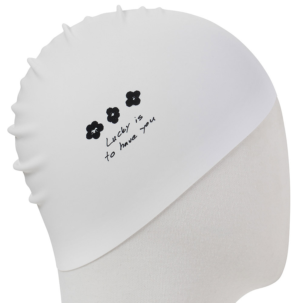 HOOG Emboss Mini Flower シリコン スイムキャップ ホワイトブラック [SSC740 水泳帽] 디테일