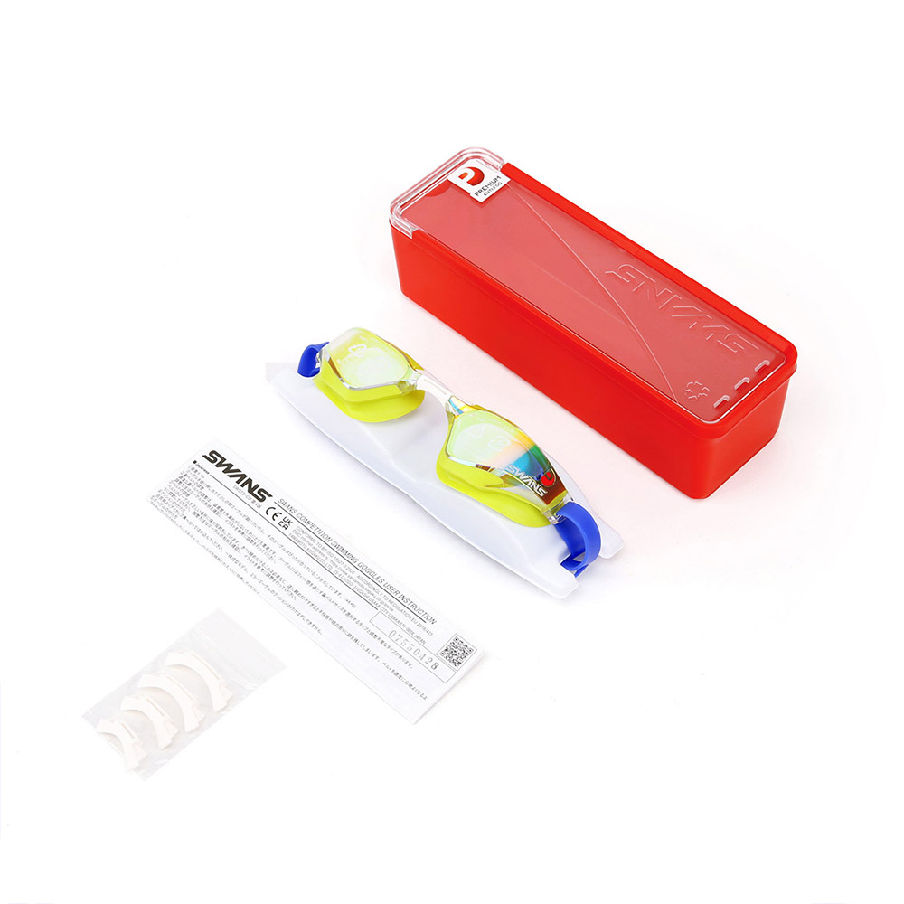 SWANS Valkyrie Premium Antifog Mirrored Goggles  Aqua Coral Orange [MSR-012M AB(COR) World Aquatics Approved] 디테일