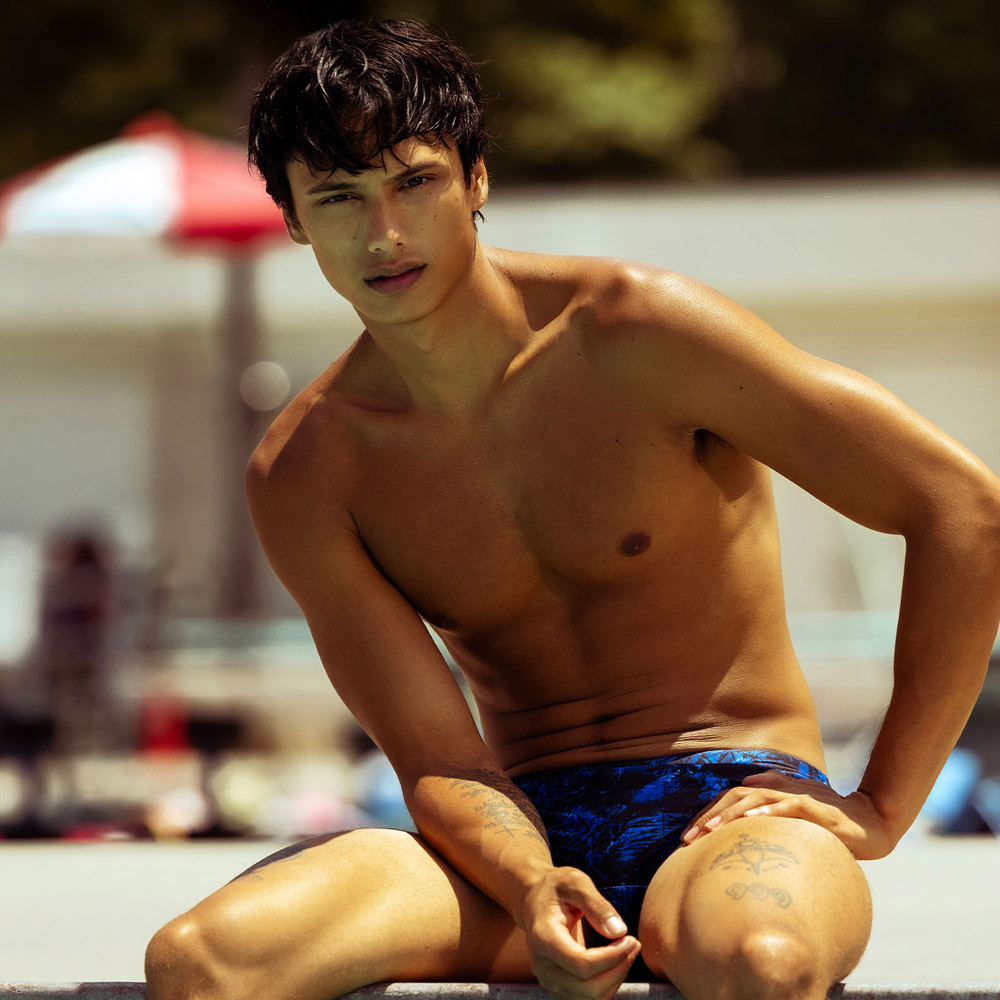 SENTI Leafshade Semi Short Square Swimsuit Blue [MSP-25432 Men's] 디테일