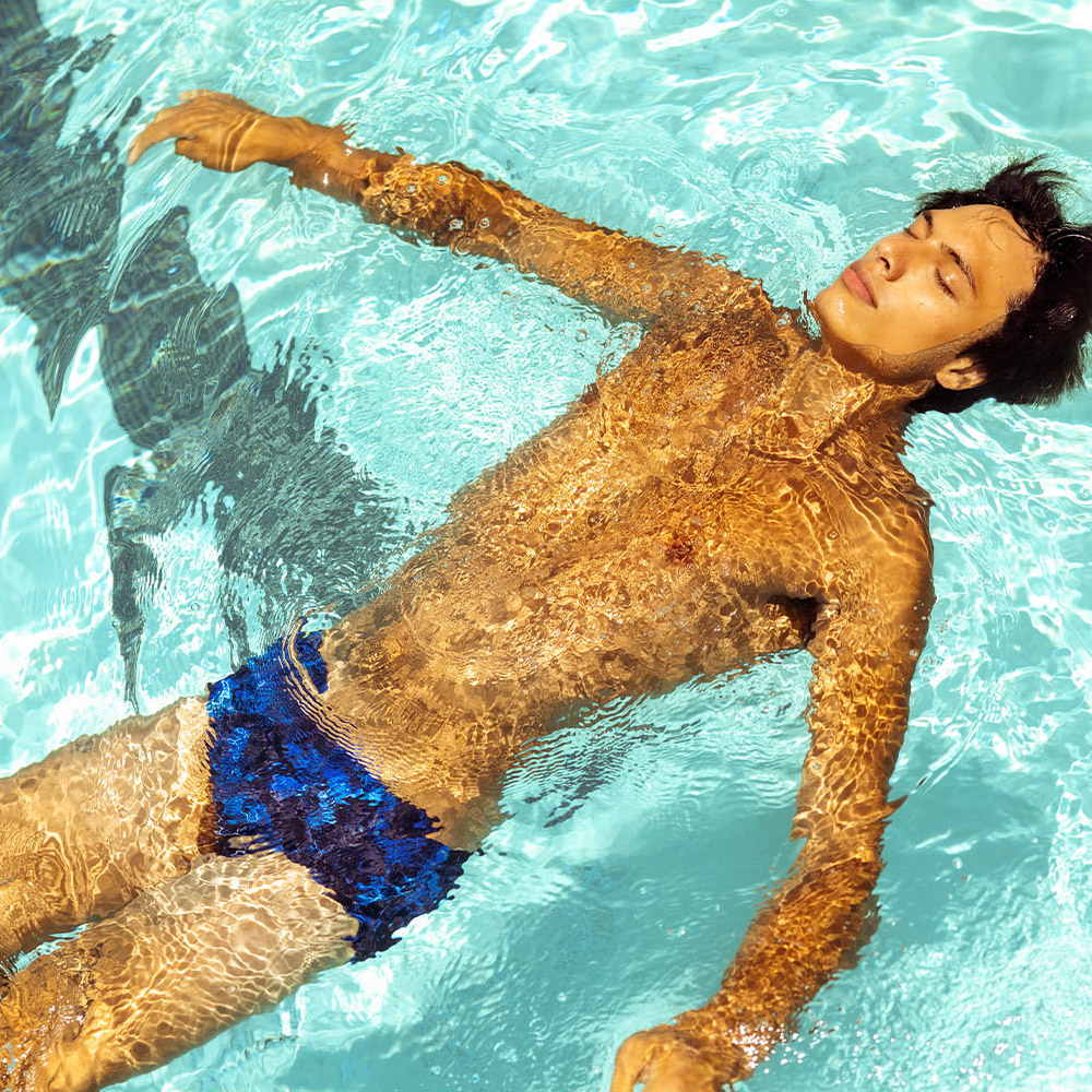 SENTI Leafshade Semi Short Square Swimsuit Blue [MSP-25432 Men's] 디테일