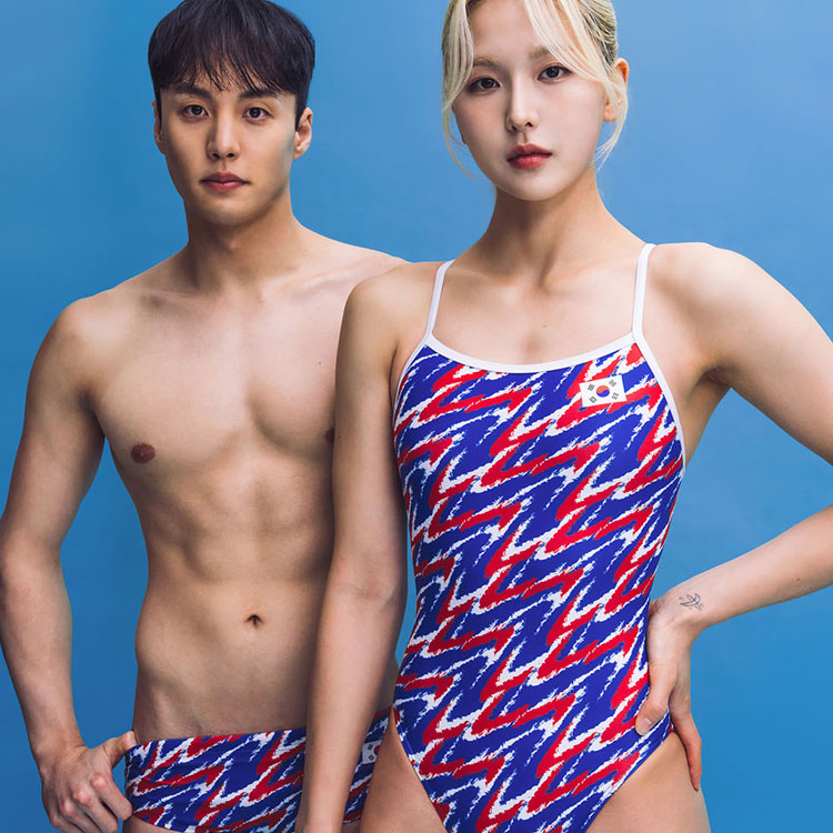 SENTI Team Senti Spirit Drop Back Semi Flipturn Swimsuit Red Blue [WSM-25935 Women's] 디테일