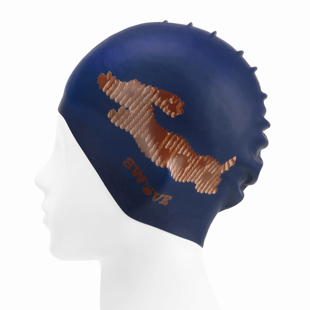 SWAVE Sausage Puppy Silicone Swim Cap Navy [SF3USC013] 디테일