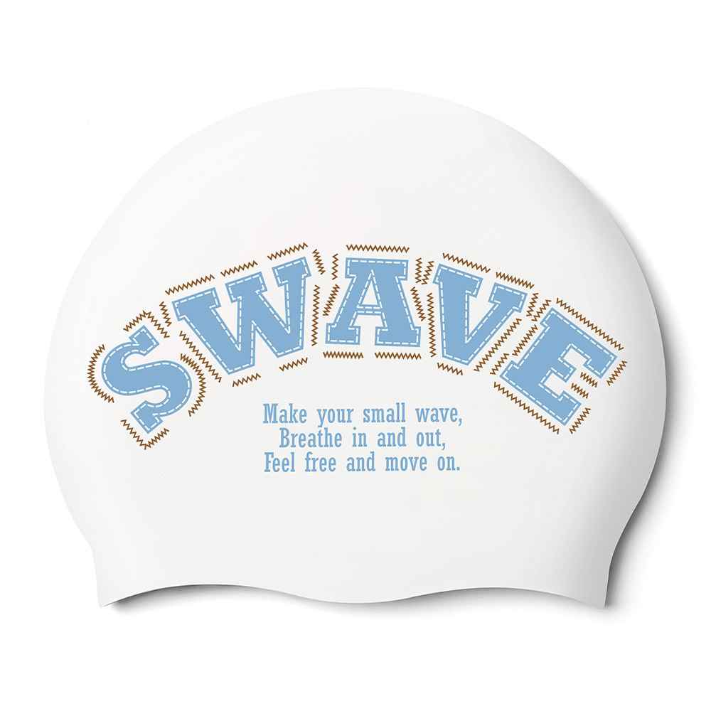 Stitch Work Silicone Swim Cap Blue