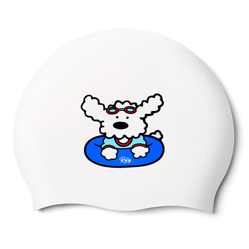 RALLY Puppy シリコン スイムキャップ ホワイト [QRUC302(WHT) 水泳帽] 상품컷