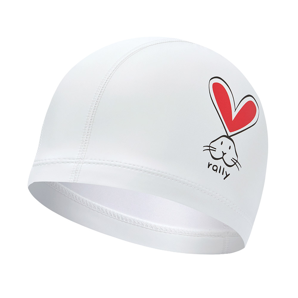 RALLY Heart Rabbit PUコーティング スイムキャップ レッド [QRUC308(RED) 水泳帽]