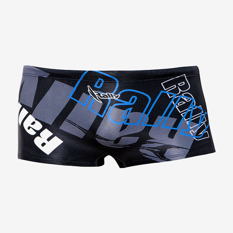 RALLY Logo Play Square Leg Swimsuit BlackBlue [QSMR220 Men's] 상품컷