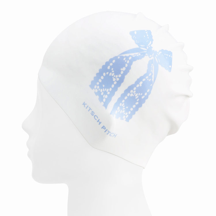 KITSCH PITCH Punching Ribbon Silicone Swim Cap White [KF4USC001] 디테일
