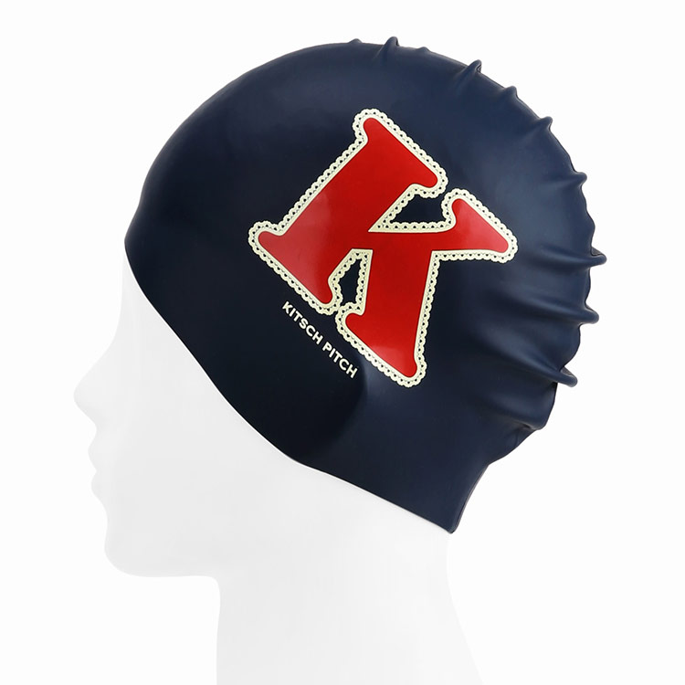 KITSCH PITCH Initial K Silicone Swim Cap Navy [KF4USC007] 디테일