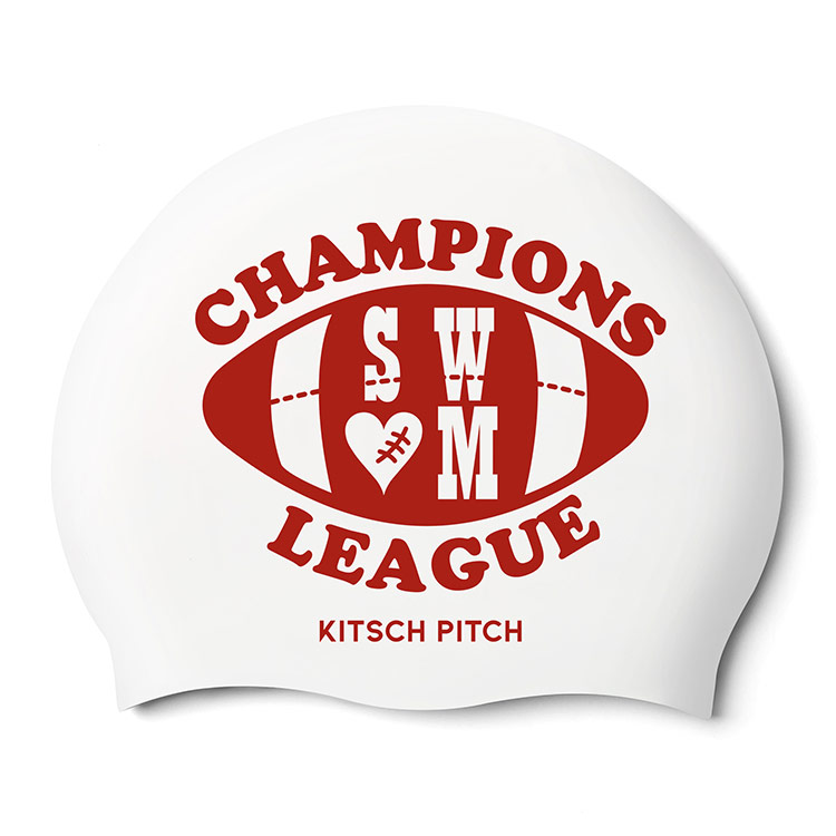 Kitsch Love Rugby シリコン スイムキャップ バーガンディ