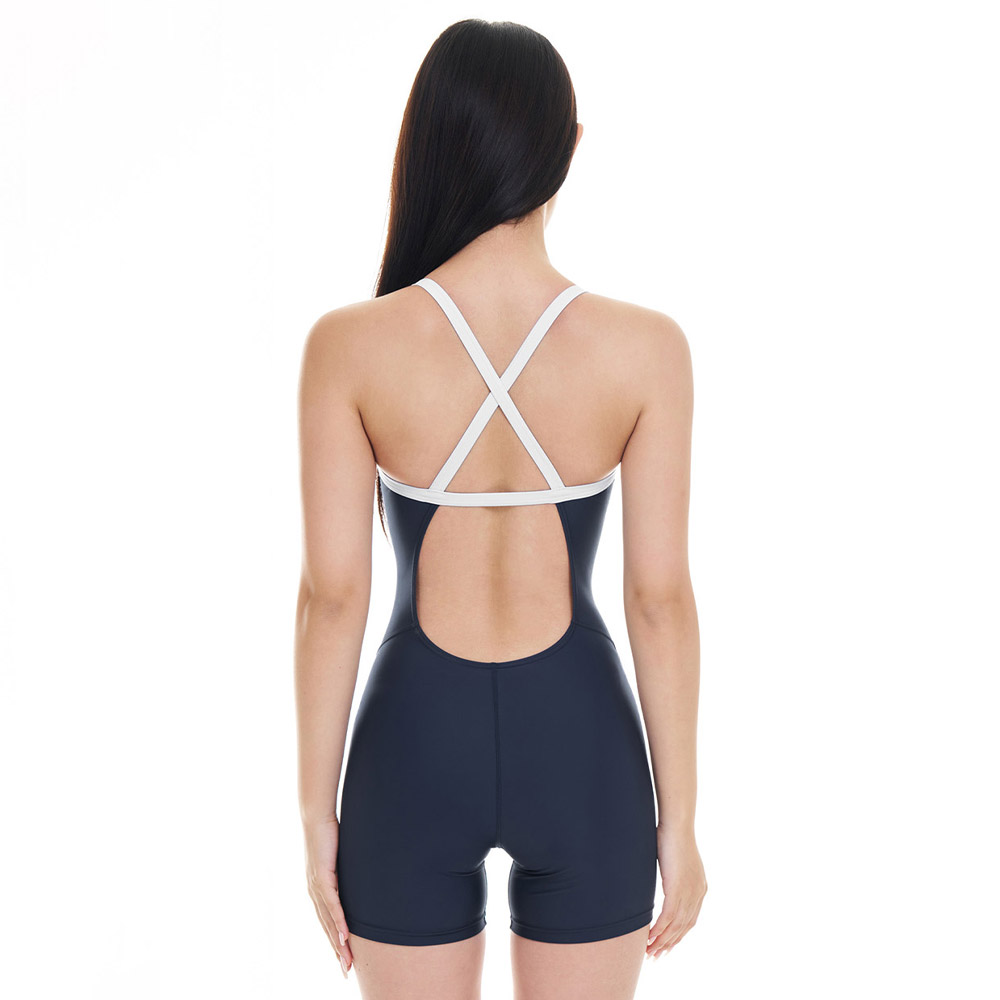 SENTI Essential Legsuit Drop Back Swimsuit Navy White [WSAT-8202 Women's] 디테일