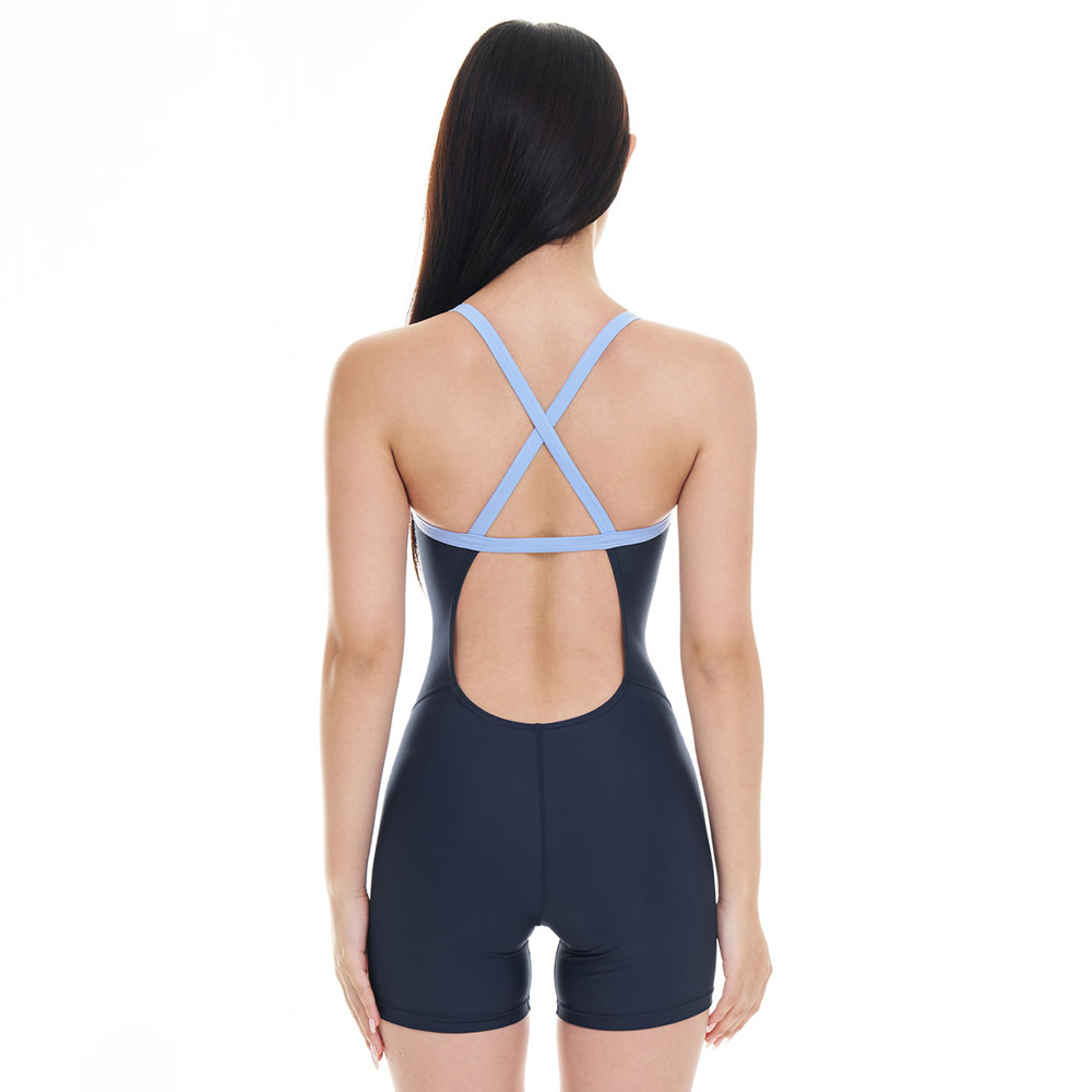 SENTI Essential Legsuit Drop Back Swimsuit Navy Aqua Blue [WSAT-8203 Women's] 디테일