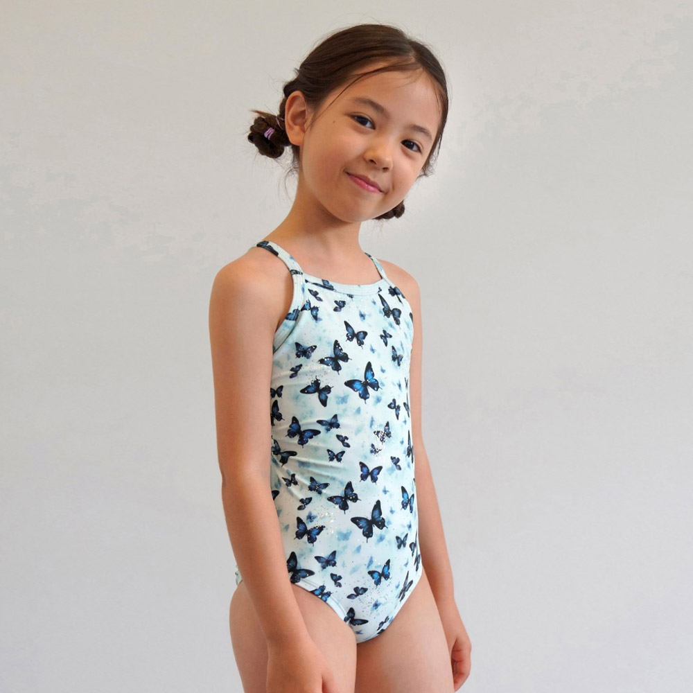 LEMANGO Kids White Flutter Open Back Swimsuit Moonlight Blue [LSGON10005634 Girls] 상품컷