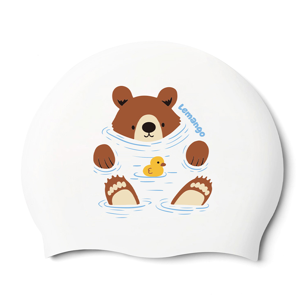 LEMANGO Bear Ducky シリコン スイムキャップ ホワイト [LGNSC61005684 水泳帽] 상품컷