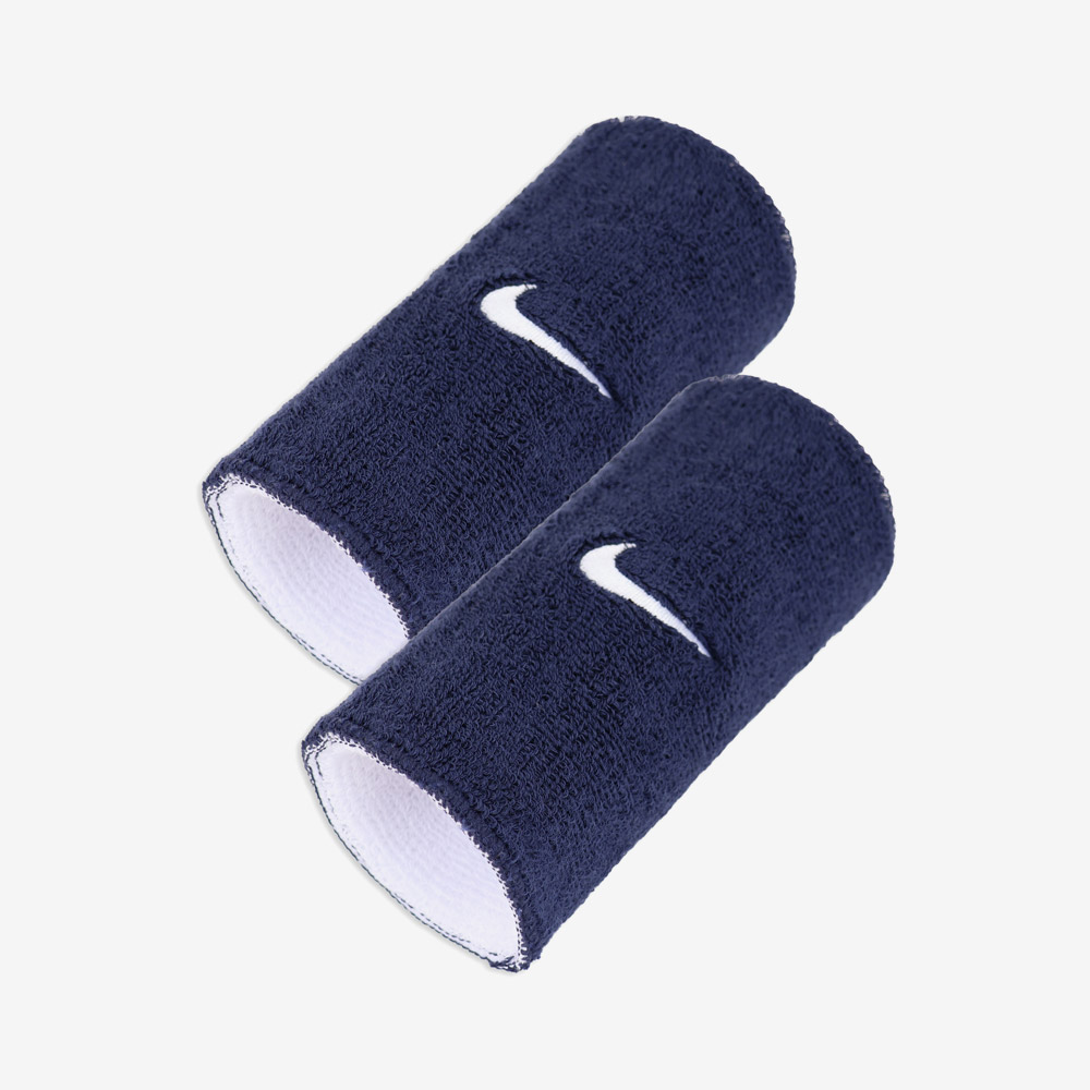 NIKE Swoosh Classic Reversible Doublewide Wrist Band 2PK Navy White [II5179-421]