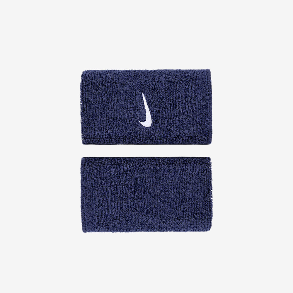 Swoosh Classic Reversible Doublewide Wrist Band 2PK Navy White