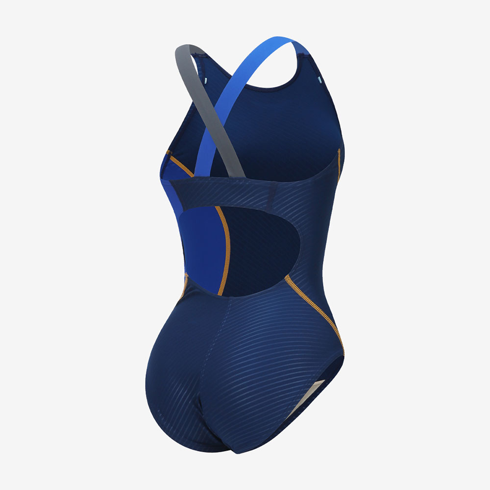 MIZUNO Exersuit Asymmetry Cross Back Swimsuit Navy Gold [N2MA277584 Women's] 디테일