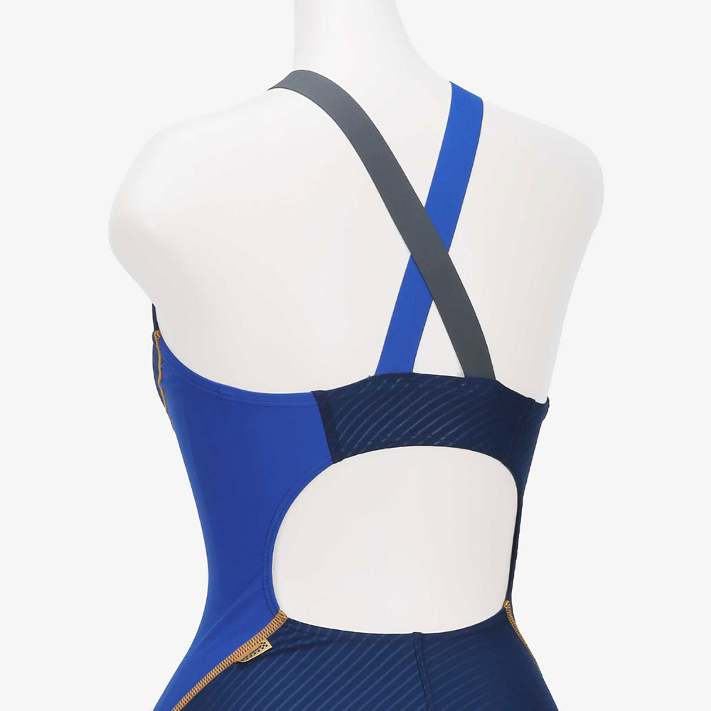 MIZUNO Exersuit Asymmetry Cross Back Swimsuit Navy Gold [N2MA277584 Women's] 디테일