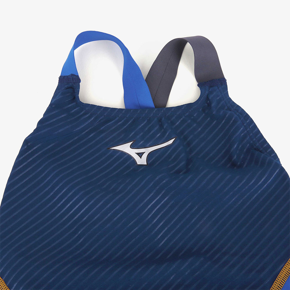 MIZUNO Exersuit Asymmetry Cross Back Swimsuit Navy Gold [N2MA277584 Women's] 디테일