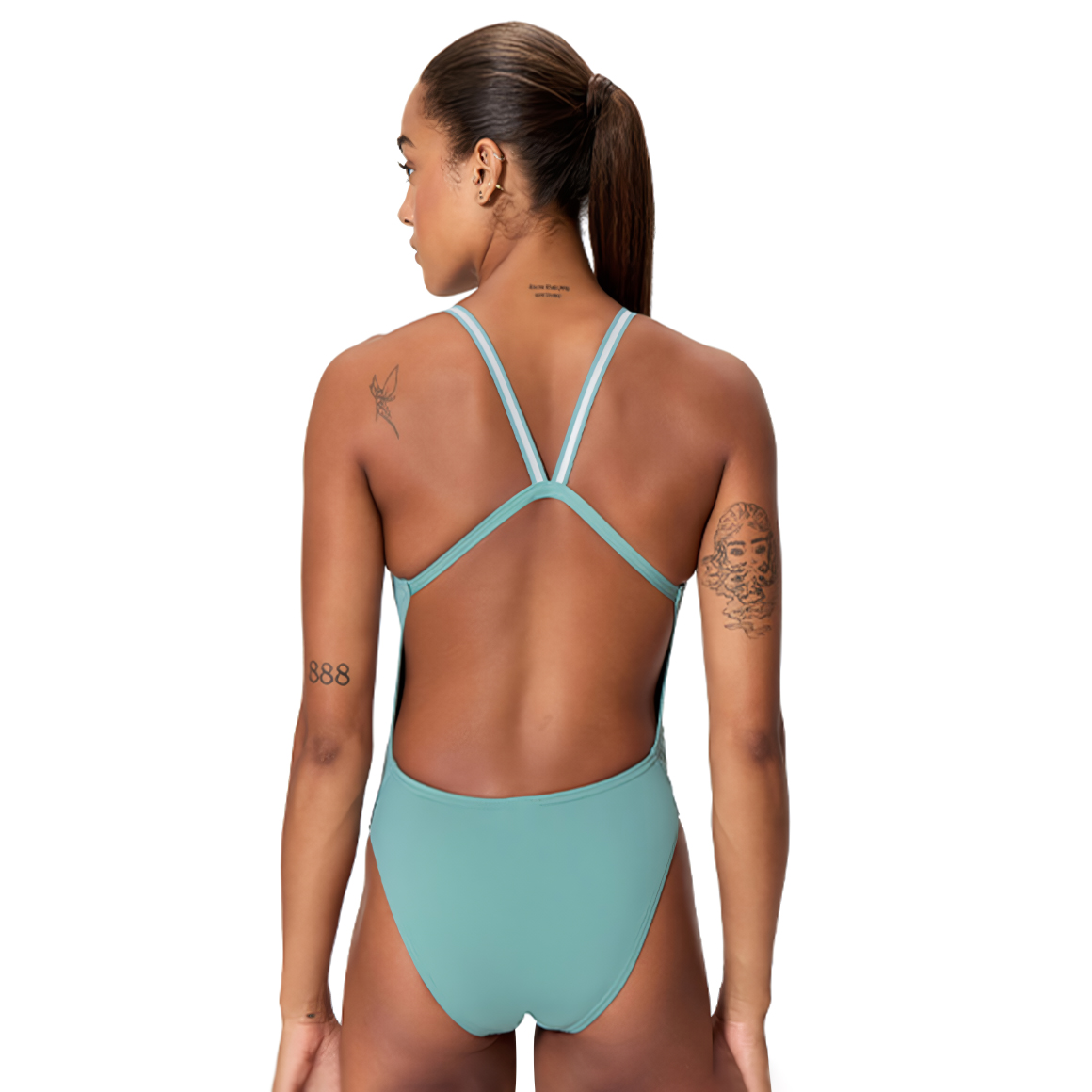 SPEEDO Endurance Max Solid Active バック 水着 グリーン [8-005069002 レディース フィットネス] 디테일