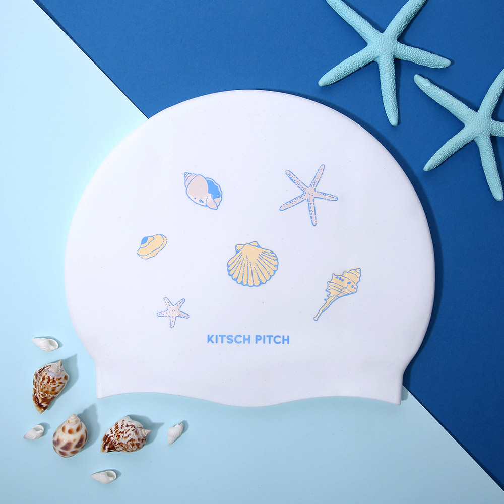 KITSCH PITCH Pure Shell Silicone Swim Cap White [KF2USC008] 디테일