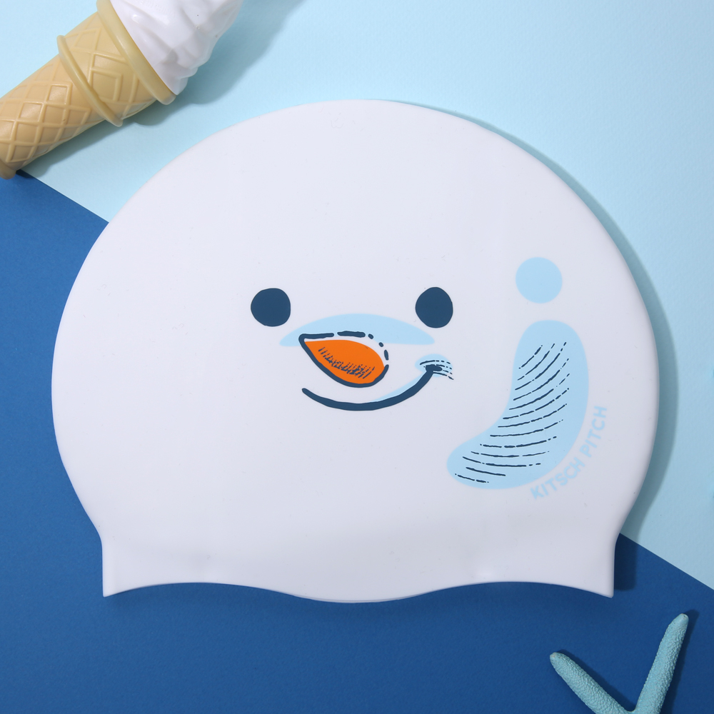 KITSCH PITCH Zoom In Snowman Silicone Swim Cap White [KPD1CS004 (WHT)] 디테일