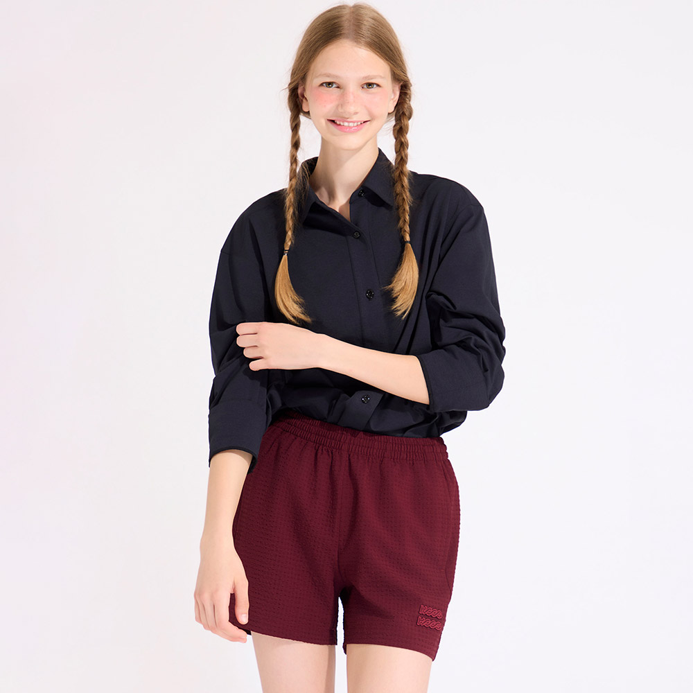 HOOG Funnyberry Funnyside Seersucker Women's Shorts Wine [AWB0084 Women's Beachwear]
