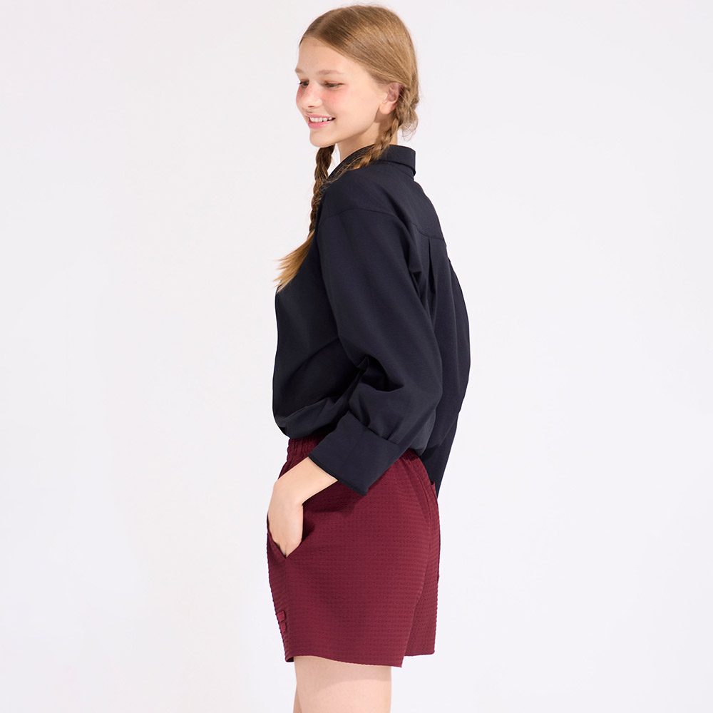 HOOG Funnyberry Funnyside Seersucker Women's Shorts Wine [AWB0084 Women's Beachwear] 디테일