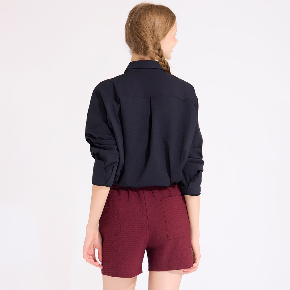 HOOG Funnyberry Funnyside Seersucker Women's Shorts Wine [AWB0084 Women's Beachwear] 디테일