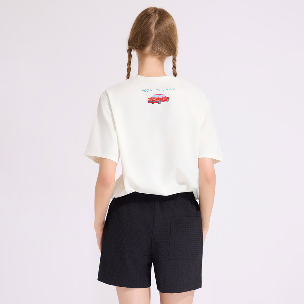 HOOG Funnyberry Funnyside Seersucker Women's Shorts Black [AWB0083 Women's Beachwear] 디테일