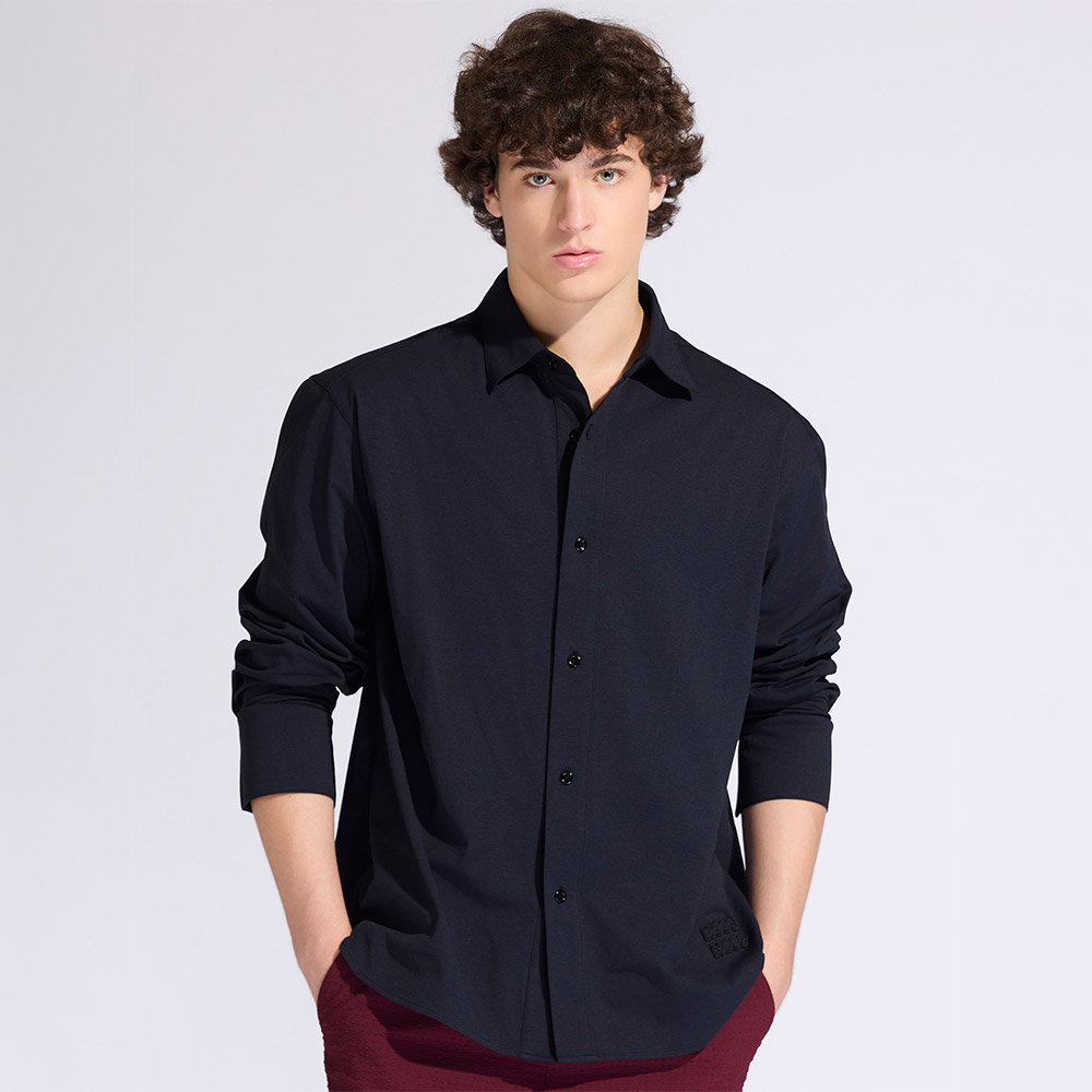 HOOG Funnyberry Funnyside Daily Rashguard Men's Long Sleeve Shirt Black [AMT0012 Men's Beachwear]